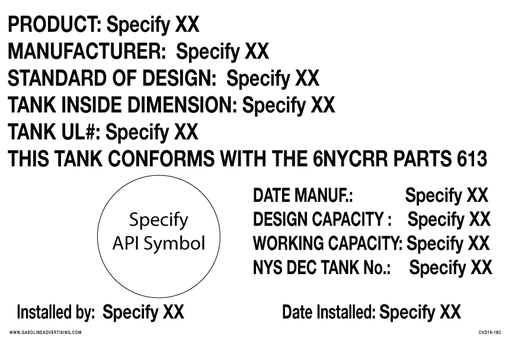 [CVD15-18C] CVD15-18C - 12" X 8" Tank Capacity Info with API Symbol