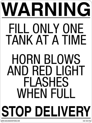 CAS-1824-FOO - 18"W x 24"H - Overfill Alarm Aluminum Sign