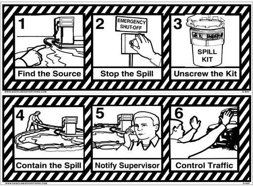 [D-859] D-859  "If fuel is spilled..." Black letters on White background