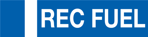 [CAS-246-REC] CAS-246-REC - 24" X 6" "REC FUEL" 3" high letters w/ 4" Blue band; 2" white band w/ 2"- White letters on Blue background - Aluminum Sign