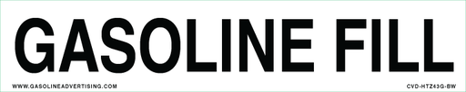 [CVD-HTZ43G-B] CVD-HTZ43G-BW  10" x 2" "GASOLINE FILL" Black on White Decal