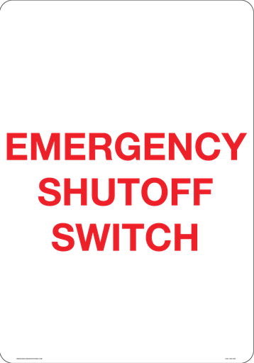 CAS-1420-ESS - 14" x 20" Emergency Shutoff Switch - Red on White - 3MM ACM Panel