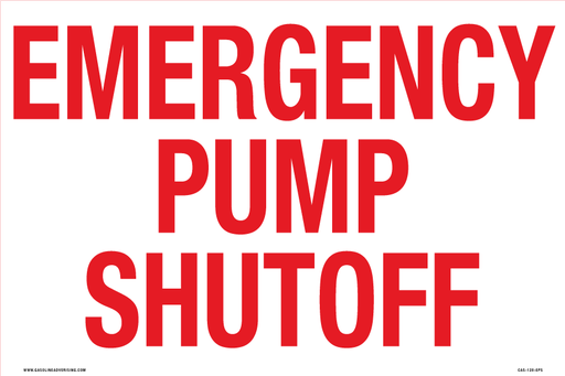 [CAS-128-EPS-RW] CAS-128-EPS-RW - 12" x 8" Emergency Pump Shutoff 2"high red letters - Aluminum Sign