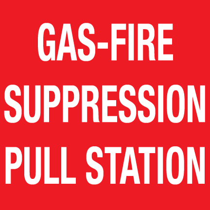 CES-66-WR GAS-FIRE SUPPRESSION PULL STATION, 1” high lettering White on Red Engravable Plastic