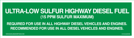 [D-144-ULSD-WG] D-144-ULSD-WG - 14"W X 4"H - ULTRA LOW SULFUR DIESEL Decal