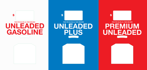 DG10-PO31-QUIKSTOP - 3 Grade Overlay - Unleaded Gasoline - Unleaded Plus - Premium Unleaded