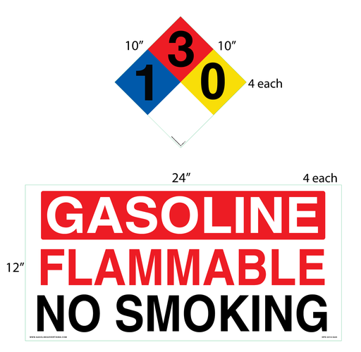 [G4-2412-10GAS] AST Gasoline High Performance Graphic Set - 4 Each NFPA & Tank 3M Decal