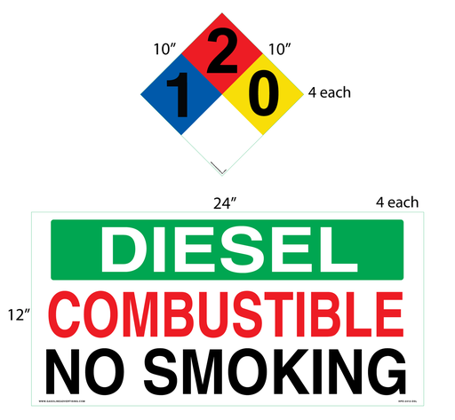 [G4-2412-10DSL] AST Diesel High Performance Graphic Set - 4 Each NFPA & Tank 3M Decal