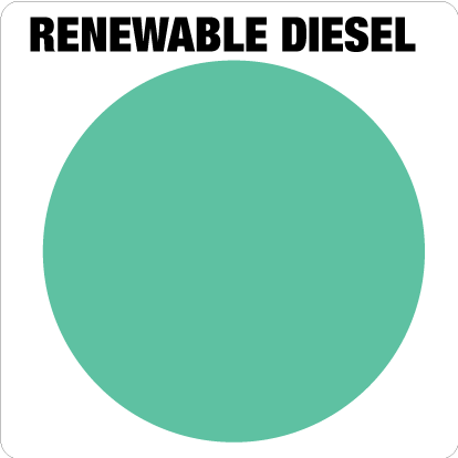 [DGS-66-RD] DGS-66-RD - 5.75" x 5.75" "RENEWABLE DIESEL" Teal/Green on White with API Symbol