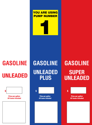 DG9-PO31B-PN Brand Panel - Gasoline Unleaded - Unleaded Plus - Super Unleaded with Pump Number without Totalizer