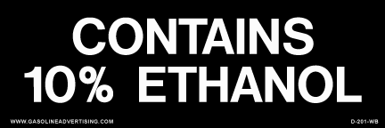 [D-201B] D-201B 2" X 6" "CONTAINS 10% ETHANOL" White letters on Black background