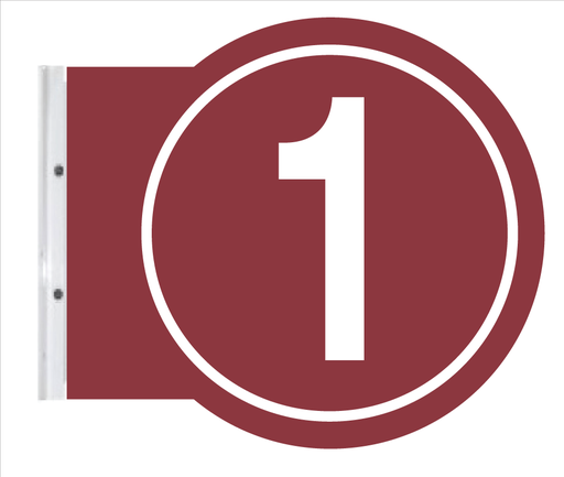 [PS10-01STW] 10" ROUND PUMP #'s - Powdercoated Burgundy with White #'s 1 on both sides