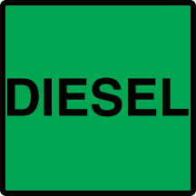 [D-33-DSL-BG] D-33-DSL-BG DECAL, "DIESEL" Black on Green Background Decal