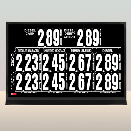 5 Grades M590 Series Pump Top Fuel Price sign w/ 4.5" Magnetic Digits for Ovation