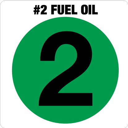 [DGS-66-#2FO] DGS-66-#2FO - 5.75" x 5.75" "#2 FUEL OIL" Green on White with API Symbol - Printed on Styrene and laminated with Vtex