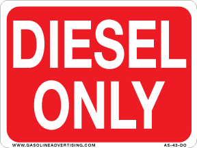 [AS-43-DO] AS-43-DO - 4" x 3" "DIESEL ONLY" - White on Red Background Aluminum Sign