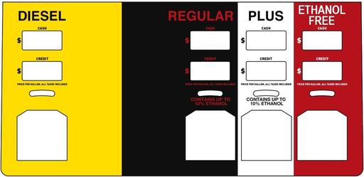 [DG10P-PO42-DRPEF] DG10P-PO42-DRPEF  4 Product ID Overlay for Cash and Credit Pricing - Diesel - Regular - Plus - Ethanol Free