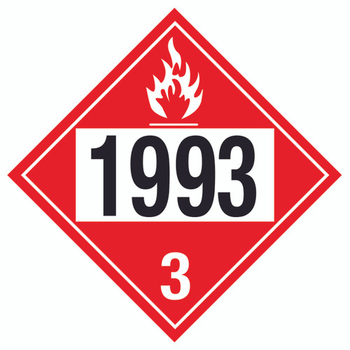 D-1993-15  D-1993 15" x 15" Decal DOT Placard # 1993-Combustible Fuel