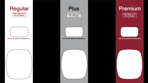 [DG4LX-PO31-STW-CE-B] DG4LX-PO31-STW-CE-B   Wayne Ovation LX - 3 Product overlay STEWARTS    "Reg, Plus, Premium" Contains Up to 10% Ethanol - Black Background