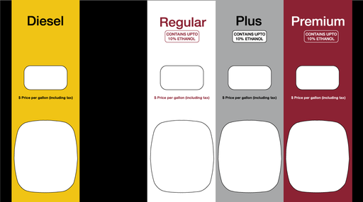 [DG4LX-PO41-STW-CE-B] DG4LX-PO41-STW-CE-B Wayne Ovation LX - 4 Product overlay STEWARTS    "Diesel Reg, Plus, Premium" Contains Up to 10% Ethanol -Black Background