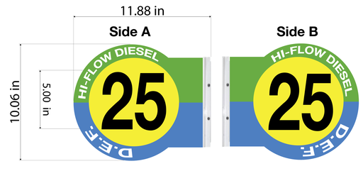 [PS10-CUS-HFDSLDEF] PS10-CUS-HFDSLDEF- 10" ROUND PUMP #'s - Custom Layout for Hi Flow Diesel and D.E.F.