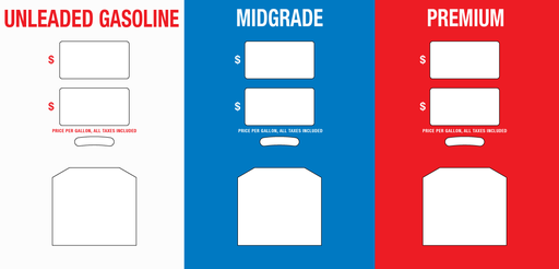 [DG10-PO32-QUIKSTOP] DG10-PO32-QUIKSTOP - 3 Grade Overlay - Unleaded Gasoline - Midgrade - Premium - 1/2" High Letters