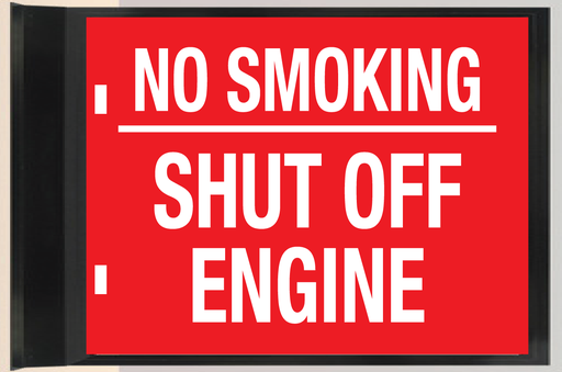 [CBS20-03] CBS20-03 Frame size 18" x 12" - Panel Size - 17.75"w x 11.75"h Custom Sign with Black Frame and Base for Pole Mount "NO SMOKING SHUT OFF ENGINE" W/R Doubled Sided - W/ 2ea Clamps
