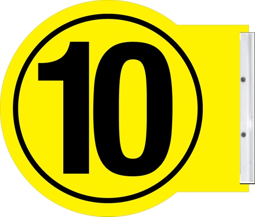 [PS10-BY-10] PS10-BY-10  - Black 10 on Yellow background Pump Number Sign - Same # - Double sided