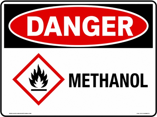 [CAS-1612-DANMETH] CAS-1612-DANMETH - 16"W X 12.0"H - Danger Methanol - Aluminum Sign