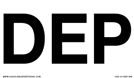 [CVD-64-DEP-BW] CVD-64-DEP-BW - 6"w x 3.5"h "DEP" - Black on White Decal