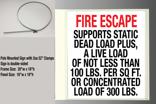 [CBSF-2018-FE] CBSF-2018-FE 16"w x 18"h EMERGENCY SHUT-OFF" RIGHT ARROW White on Red - Aluminum Sign - Double-Sided Enclosed in White Frame with 52" clamps (copy)