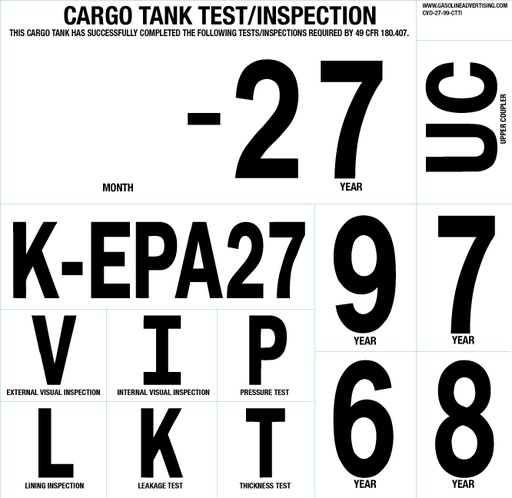 [CVD-27-99-CTTI] 9.25"w x 9"h - Cargo Tank Test/Inspection Visual K-EPA27  Black letters on White background