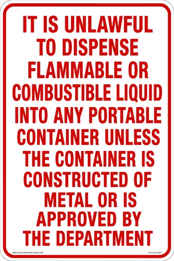 [CAS-2416-UDFC] CAS-2416-UDFC - 16"w x 24"h - 1" high letters - It is unlawful to dispense..... Aluminum Sign