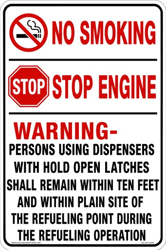 [CAS-2416-NSSE] CAS-2416-NSSE - 16"w x 24"h" - 1" high letters - No Smoking Stop Engine Warning.... Aluminum Sign