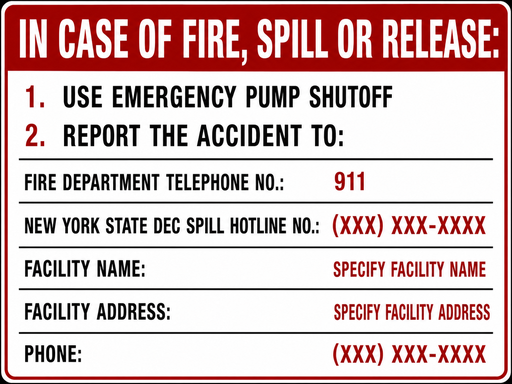 [CAS-2416-ICOF] CAS-2416-ICOF - 24"W X 16"H - In Case of Fire Spill or Release ...Emergency Procedure Sign - Red / Black on White Aluminum