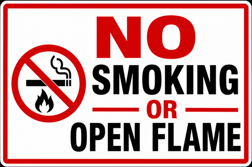 [CAS-2416-NSOF] CAS-2416-NSOF - 24"W X 16"H - No Smoking or Open Flame Sign - Red / Black on White Aluminum