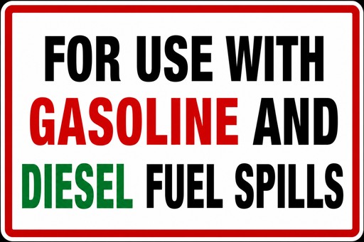 [HPD-128-GASDSL] HPD-128-GASDSL - 12"W X 8"H - For Use With Gasoline And Diesel Fuel Spills Decal  - Red / Black / Green on White 3M with Lamination Decal