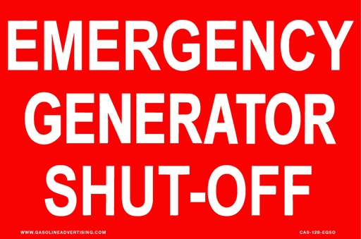 [CAS-128-EGSO] CAS-128-EGSO- 12" x 8" - Emergency Generator Shut-Off - White on Red Aluminum